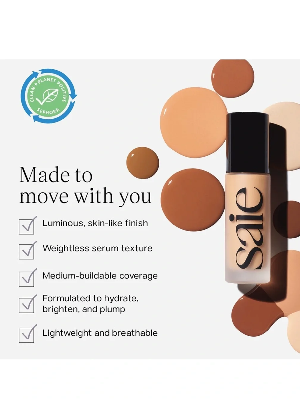 SAIE Glowy Super Skin Tint Foundation with Hyaluronic Acid in Color 18 - 1 oz